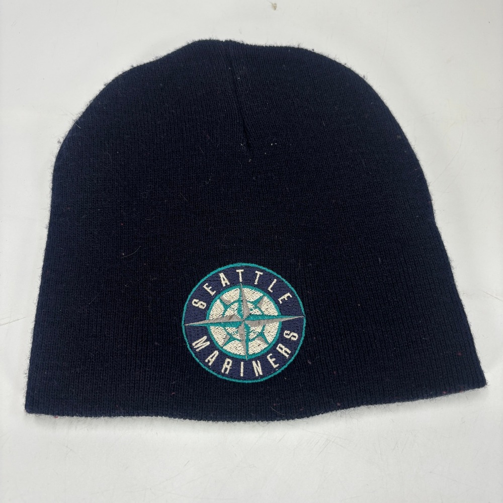 Seattle Mariners MLB Navy Blue Knit Beanie Hat Compass Logo Skull Cap Mens
